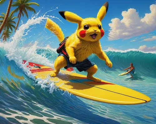 pikachu,surfing,pika,pokémon,surf kayaking,surfboard,pokemon,water sports,surf,surfer,surfboat,pixaba,pokemon go,kite boarder wallpaper,pineapple boat,would a background,surfers,full hd wallpaper,hang loose,surfboard wax,Illustration,American Style,American Style 07