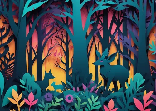 Design a mystical forest in 3D, full of vibrant plants and magical creatures.,cartoon forest,forest floor,fairy forest,forest background,forest,haunted forest,the forest,forest animals,forest glade,fo