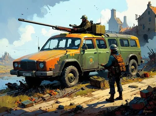 uaz,skotnikov,postapocalyptic,czechoslovaks,moskvich,nomad,Conceptual Art,Sci-Fi,Sci-Fi 01