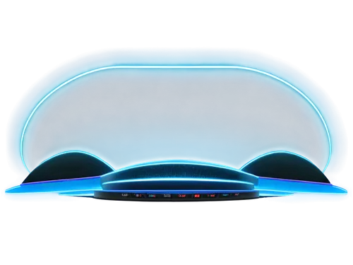 Audio waveform, futuristic design, neon lights, glowing edges, metallic surface, circular shape, knobs and buttons, LED display, dynamic speakers, sound waves visualized, 3D composition, low-angle sho