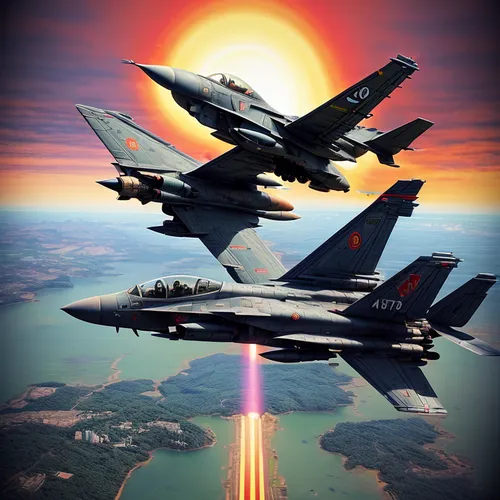 fighter jets in doffight,fighter jets are flying through the air in front of a sunset,f a-18c,jet and free and edited,raaf hornets,jetfighters,afterburners,thunderstreaks