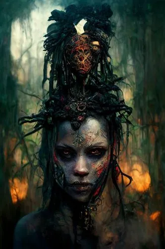 vodun,voodoo woman,witchdoctor,shaman,shamanic,enchantress,mystical portrait of a girl,niobe,tantrik,fantasy art,maliana,the enchantress,dark art,warrior woman,dryad,fantasy portrait,shamanism,shamans