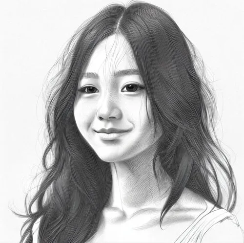 女生，黑色头发,an asian girl with long hair in pencil,esna,woori,yoong,lotus art drawing,youqian,yoeun,Design Sketch,Design Sketch,Character Sketch