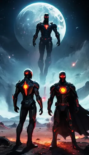 perfect superheros battle scene ,two super hero in their respective space environment,darkseid,apokolips,helghast,jaegers,turrican,sentinels