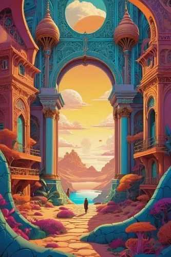 fantasy landscape,portal,3d fantasy,gateway,ancient city,portals,temples,atlantis,futuristic landscape,archway,fantasy picture,oasis,valley of the moon,fantasy world,hall of the fallen,world digital painting,fantasia,arches,heaven gate,fantasy art,Conceptual Art,Fantasy,Fantasy 07