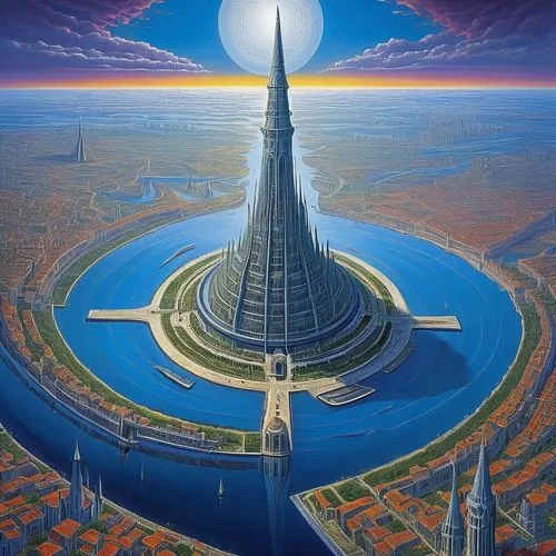 futuristic architecture,orthanc,futuristic landscape,dubay,supertall,skylstad,Illustration,Abstract Fantasy,Abstract Fantasy 21