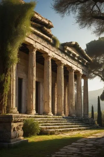 paestum,greek temple,temple of diana,artemis temple,panagora,peristyle,italica,messene,roman temple,house with caryatids,segesta,ancient olympia,temple of hercules,leptis,erechtheion,the ancient world,gennadius,piia,tempio,pompeii,Conceptual Art,Sci-Fi,Sci-Fi 05