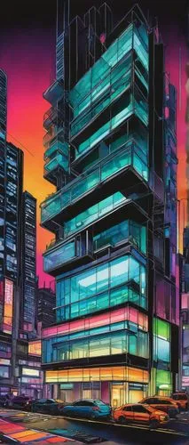 cybercity,cybertown,sedensky,highrises,cyberport,hypermodern,casgrain,neuromancer,glass building,scampia,futuristic architecture,cyberpunk,arcology,isozaki,high rises,morphosis,edificio,polara,futurist,vdara,Art,Artistic Painting,Artistic Painting 34