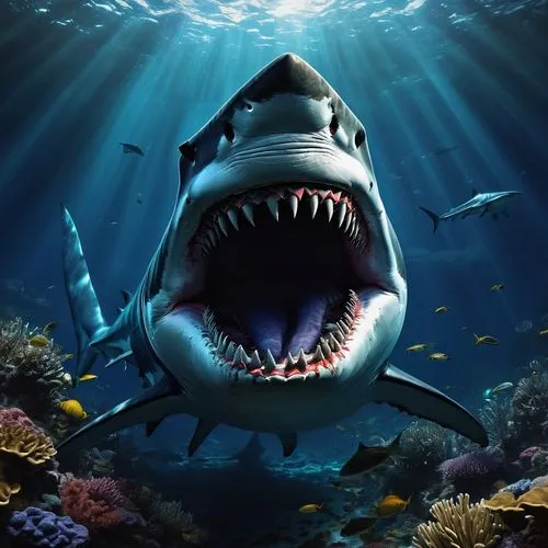 great white shark,sand tiger shark,requiem shark,shark,jaws,tiger shark,bull shark,marine reptile,sharks,underwater background,underwater world,hammerhead,marine animal,bronze hammerhead shark,sea animals,sea animal,aquatic animals,full hd wallpaper,cartilaginous fish,sea life underwater,Art,Classical Oil Painting,Classical Oil Painting 32