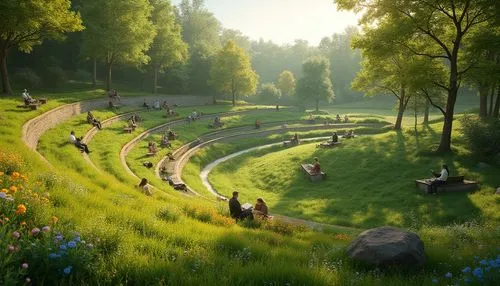 urban park,nature garden,green meadow,salt meadow landscape,meadow landscape,clover meadow,green meadows,fantasy landscape,ecotopia,landscape background,small meadow,green space,walk in a park,mushroom landscape,greenspace,benches,alpine meadow,greenspaces,landscape plan,flower meadow,Photography,General,Realistic