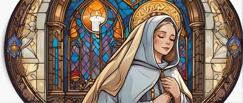 foundress,prioress,the prophet mary,mother mary,mama mary,canoness,stained glass window,carmelite,galadriel,mediatrix,patroness,carmelite order,immaculata,mother of perpetual help,mary 1,stained glass,novitiate,nunsense,lacordaire,abbess,Unique,Design,Sticker