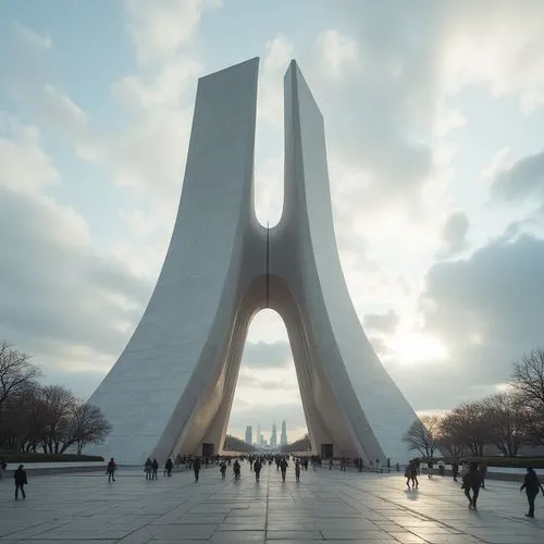 bomarc,tehran,calatrava,fermilab,esteqlal,zakim,niemeyer,yamasaki,triforium,futuristic architecture,stalin skyscraper,verrazano,mashhad,melnikov,futuroscope,plaza de la revolución,unbuilt,volgograd,the energy tower,mashad,Photography,General,Realistic