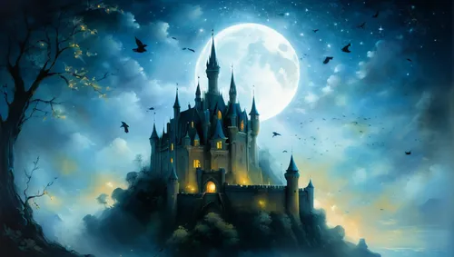 fairy tale castle,haunted castle,fairytale castle,hogwarts,castle of the corvin,halloween background,Conceptual Art,Daily,Daily 32