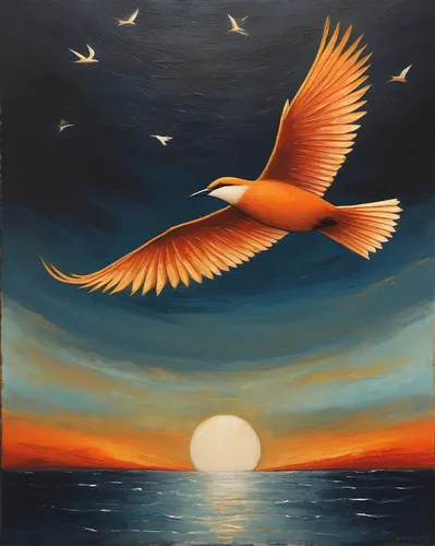 bird painting,dove of peace,oil painting on canvas,migratory bird,bird in the sky,orange gull,migratory birds,peace dove,birds in flight,sun wing,bird migration,flying birds,constellation swan,oil painting,sea swallow,nocturnal bird,doves of peace,night bird,bird in flight,birds flying,Illustration,Abstract Fantasy,Abstract Fantasy 15