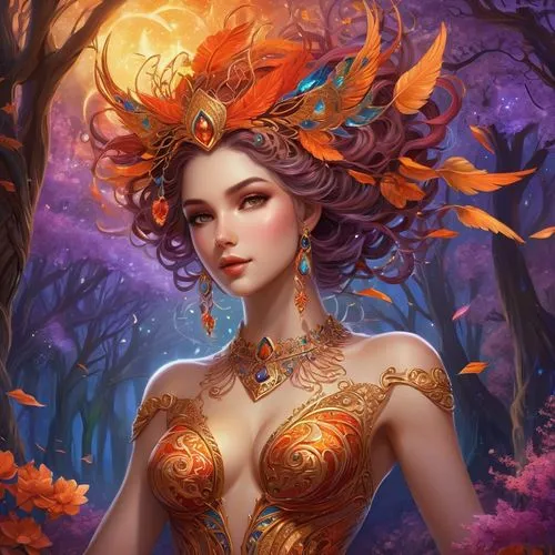 fantasy portrait,fantasy art,inara,diwata,fantasy picture,autumn background,Illustration,Realistic Fantasy,Realistic Fantasy 01