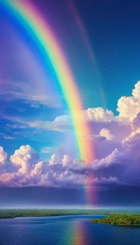 雲と虹のあるrainbow colored skyの絵, So colorful and heavenly, mysterious rainbow halo, bright rainbow halo, rainbow cloudss, colors of heaven, Introducing Space Cloudscape, clear rainbow galaxy stormy sea, r