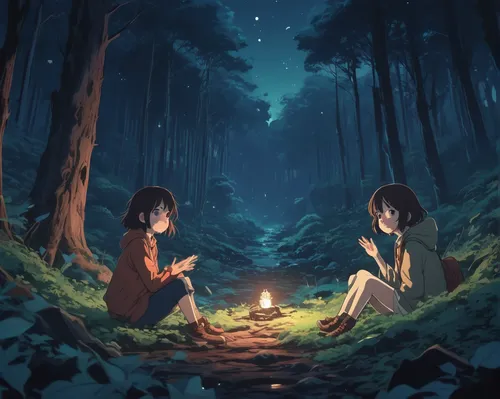 fireflies,tea-lights,girl and boy outdoor,the night of kupala,happy children playing in the forest,in the forest,fairy lanterns,fairy forest,forest of dreams,campfires,forest walk,campfire,children studying,lanterns,forest,fairies,tale,encounter,romantic night,the forest