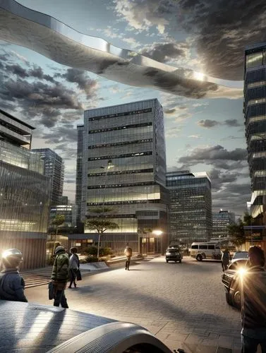 3d rendering,smart city,business district,office buildings,urban development,kamppi,hafencity,urban design,barangaroo,futuristic architecture,costanera center,ekaterinburg,digital compositing,autostadt wolfsburg,sky space concept,parking lot under construction,glass facade,cape town cbd,modern office,lincoln motor company