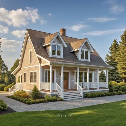 an attractive house with a porch and front lawn,new england style house,country house,beautiful home,country cottage,house shape,victorian house,Photography,General,Realistic