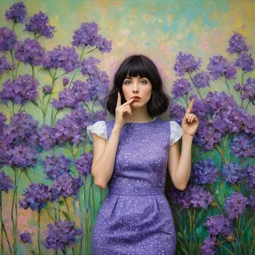 kimbra,violette,violet flowers,yasumasa,girl in flowers,la violetta,Art,Artistic Painting,Artistic Painting 49