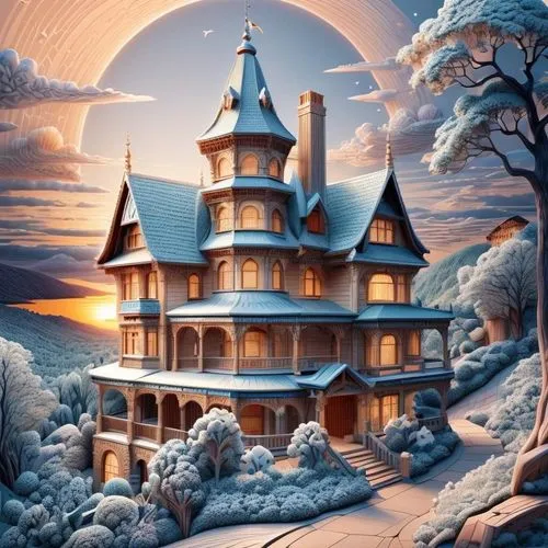 fairy tale castle,fairytale castle,snow house,winter house,dreamhouse,witch's house