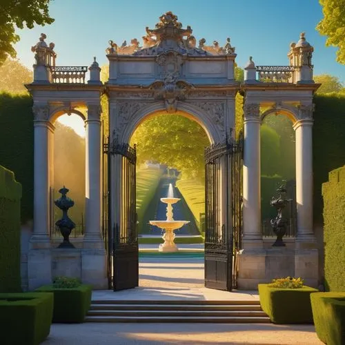 enfilade,garden of the fountain,arcadia,ritzau,orangerie,jardiniere,gardens,entrada,portal,palace garden,cliveden,sanssouci,gateway,pergola,arbor,water palace,palladianism,versailles,versaille,entrances,Illustration,Abstract Fantasy,Abstract Fantasy 20