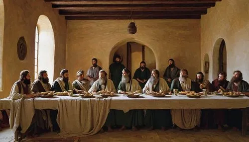 holy supper,last supper,christ feast,nativity of christ,nativity of jesus,long table,almsgiving,school of athens,catechumens,fellowship,apostles,soup kitchen,almoravid,holy communion,synod,passover,disciples,food table,sanhedrin,round table,Art,Classical Oil Painting,Classical Oil Painting 13