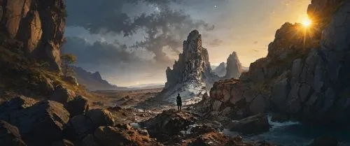 fantasy landscape,fantasy picture,alien world,dragonstone,alien planet,futuristic landscape