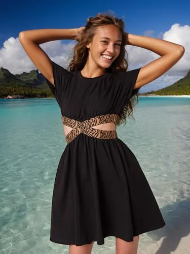 sand seamless,two piece swimwear,bora bora,bora-bora,see-through clothing,little black dress,black skirt,cocktail dress,women's clothing,black dress,party dress,ladies clothes,hula,scalloped,torn dress,tahiti,beach background,moorea,women clothes,nice dress,Female,Australians,Wavy,Teenager,M,Happy,Outdoor,Bora Bora Island