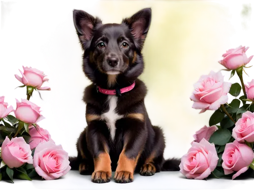 canine rose,black german shepherd,german shepherd dog,australian kelpie,belgian shepherd dog,flower background,alsatians,cute puppy,alsatian,old german shepherd dog,paper flower background,dog pure-breed,kelpie,black shepherd,doberman,pinscher,satian,dober,dog breed,doberan,Illustration,Black and White,Black and White 31