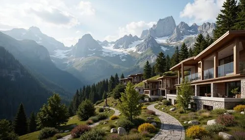 house in the mountains,house in mountains,alpine landscape,mountain huts,mountainside,alpine village,the cabin in the mountains,home landscape,mountain settlement,alpine region,mountain valley,mountain landscape,landscape background,chalet,mountainview,high alps,mountainous landscape,the alps,landscape mountains alps,world digital painting