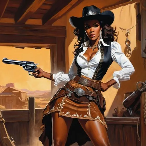 wild west,cowgirl,cowgirls,gunfighter,sheriff,western,western riding,western pleasure,girl with gun,girl with a gun,country-western dance,woman holding gun,cowboy action shooting,cowboy,western film,wild west hotel,cowboy bone,steampunk,gunpoint,holding a gun,Conceptual Art,Oil color,Oil Color 04