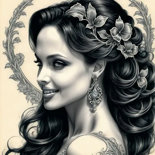 viveros,victorian lady,lotus art drawing,boho art style,cardinale,rosalinda,Illustration,Retro,Retro 13