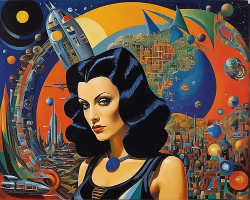 sci fiction illustration,dita,science fiction,ann margarett-hollywood,science-fiction,sci fi,callisto,astronomer,venus,mercury,sci - fi,sci-fi,transistor,scifi,cybernetics,metropolis,planet mars,art deco woman,space art,planet eart,Art,Artistic Painting,Artistic Painting 38