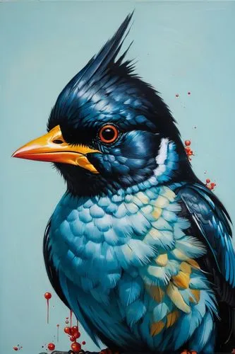 bird painting,tui,magpie,bird illustration,indigobirds,blue bird,starling,audubon,aracama,ornithology,thrush,antbird,bird drawing,perico,ornamental bird,vogels,koel,oiseau,kingfishers,birds,Illustration,Realistic Fantasy,Realistic Fantasy 24