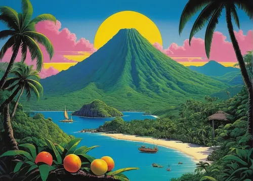 tahiti,polynesia,tropical island,tropics,krafla volcano,an island far away landscape,volcano,luau,volcanos,sub-tropical,bora-bora,stratovolcano,dominica,tropical sea,uninhabited island,tropical beach,volcanic landscape,tropical house,samoa,aloha,Conceptual Art,Sci-Fi,Sci-Fi 18