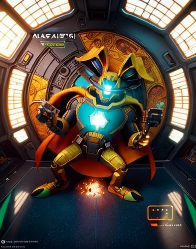 kryptarum-the bumble bee,symetra,trachemys,rocket raccoon,terrapin,scarab,doctor doom,game illustration,playmat,cg artwork,sci fiction illustration,disney baymax,skylanders,asterales,topspin,gear shaper,digital compositing,michelangelo,emperor of space,action-adventure game