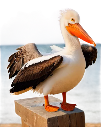 eastern white pelican,great white pelican,pelican,reiger,perched on a log,seaduck,coastal bird,orange gull,brown pelican,a species of marine bird,seagle,sea bird,rockerduck,indian sea gull,aztec gull,alcidae,puffinus,seagull,egyptian goose,gooseander,Illustration,Abstract Fantasy,Abstract Fantasy 15