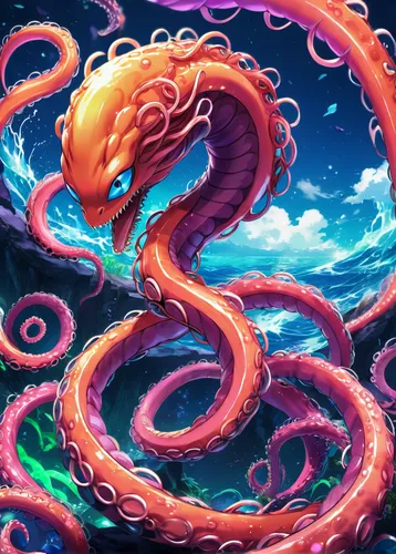 Tentacle Coil.,pink octopus,kraken,tentacles,octopus,cuthulu,octopus tentacles,tentacle,fun octopus,cephalopod,coral swirl,giant squid,sea god,god of the sea,sea animal,sea eel,sea-life,nautilus,cepha