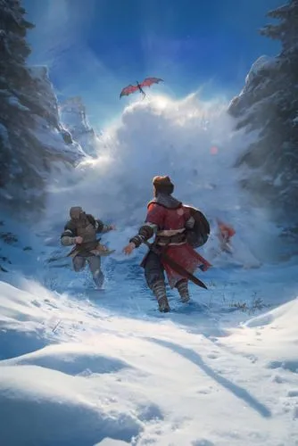 gnome skiing,elves flight,auron,valka,sleigh ride,redwall