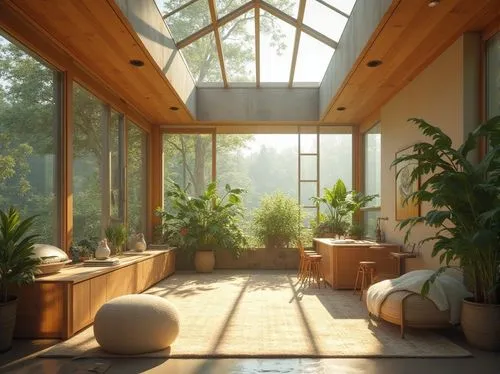 sunroom,conservatory,conservatories,indoor,wooden windows,house plants,greenhouse,daylighting,morning light,wood window,beautiful home,houseplants,skylights,wooden beams,solarium,roof landscape,veranda,front porch,porch,home landscape,Photography,General,Realistic