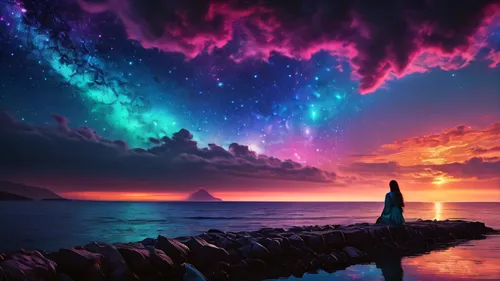 dreamscape,epic sky,night sky,fantasy picture,colorful background,colorful light,the night sky,dreamscapes,splendid colors,beautiful wallpaper,nightsky,full hd wallpaper,unicorn background,background colorful,colorful stars,rainbow and stars,mystical,astronomy,creative background,northen lights,Photography,General,Fantasy