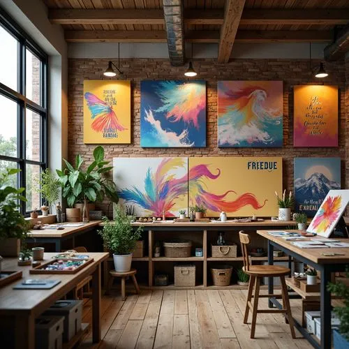 watercolor cafe,creative office,watercolor tea shop,working space,loft,work space,artspace,teahouse,bird painting,paintings,workspaces,canvasses,nest workshop,teahouses,flower painting,the coffee shop,wieden,workspace,watercolor shops,frescos