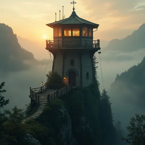 lookout tower,watch tower,huangshan,wudang,observation tower,lighthouse,tigers nest,watchtower,huangshan mountains,watchtowers,fire tower,light house,seelturm,petit minou lighthouse,stone pagoda,hushan,saxon switzerland,alishan,fairytale castle,emei,Photography,General,Realistic