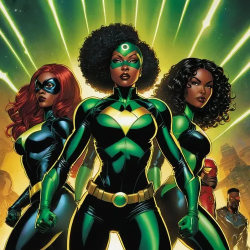 jli,superheroines,titans,ultimates,trinity,afro american girls,Illustration,American Style,American Style 08