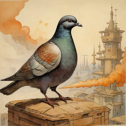 city pigeon,carrier pigeon,plumed-pigeon,crown pigeon,victoria crown pigeon,pigeon scabiosis,passenger pigeon,field pigeon,bird pigeon,rock pigeon,wild pigeon,homing pigeon,feral pigeon,domestic pigeon,domestic pigeons,roasted pigeon,feral pigeons,pigeon,big pigeon,fantail pigeon,Illustration,Retro,Retro 19