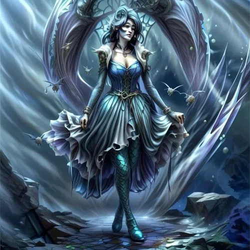 blue enchantress,undine,sirene,hecate,sorceress,amphitrite