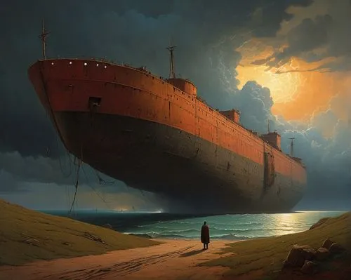 a cargo ship,cargo ship,ship wreck,shipwreck,digging ship,the wreck of the ship,freighter,ship of the line,old ship,ghost ship,tanker ship,ship,troopship,arnold maersk,concrete ship,lake freighter,lightship,arthur maersk,factory ship,sunken ship,Conceptual Art,Oil color,Oil Color 12