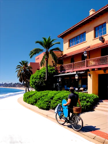 San Diego, California, USA, cityscape, sunny day, blue sky, palm trees, beach scene, waves crashing, seagulls flying, Mission Bay, La Jolla Cove, Gaslamp Quarter, historic buildings, Spanish architect