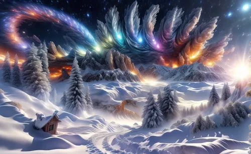 fantasy picture,elves flight,nordic christmas,fantasy art,christmas landscape,winter magic,sleigh ride,christmas snowy background,infinite snow,antasy,glory of the snow,christmasbackground,fantasy landscape,winter festival,3d fantasy,snow scene,dragons,yule,birth of christ,fire breathing dragon